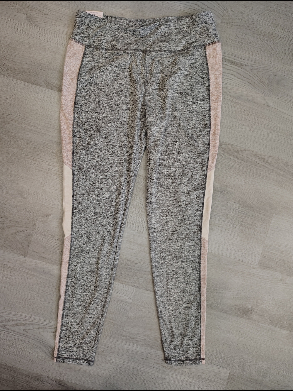 Tangerine Heather Gray Leggings with Pink Side Panels. Size Medium